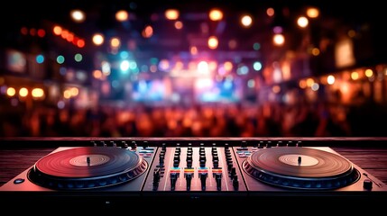 DJ Mixer Night Club Party Lights Stage.