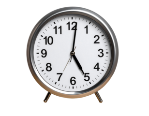 Silver Analog Alarm Clock on Transparent Background