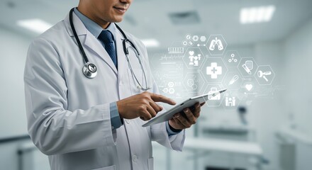 Doctor Using Tablet in Hospital