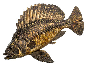 Naklejka premium Brown And Black Fish Specimen On Transparent Background