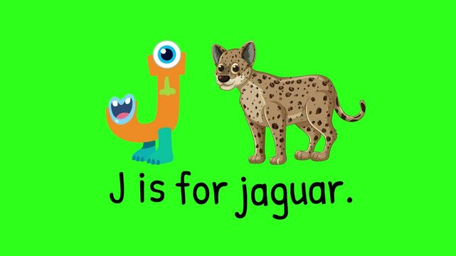 Alphabet Animation: J is for Jaguar on Green