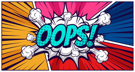 Oops Bubble in Comic Explosion Style, Funny Vintage Effect