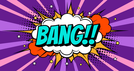 Boom flash on blue background