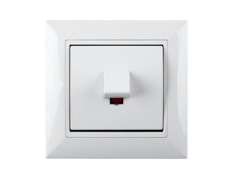White Rectangular Light Switch with Red Indicator
