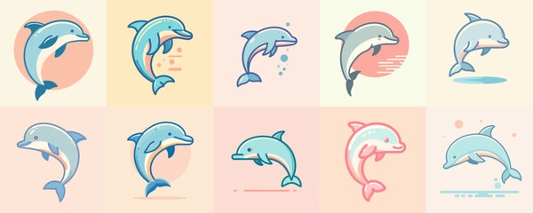 Obraz premium collection of dolphin illustration