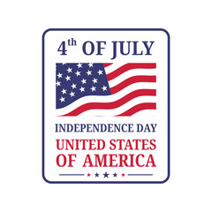 4th of July Independence Day Badge with Wavy American Flag – USA Patriotic Emblem Vector Design