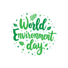 Fototapeta premium Illustrative greeting for global ecology awareness day with foliage accents