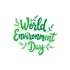 Fresh typography celebrates world environment day with stylized greenery