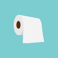 Toilet paper roll flush icon. Vector toilet paper tissue isolated towel flat tape