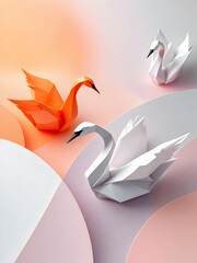 Two white doves, a vector illustration of love in nature, their wings forming a beautiful symbol against a water-like design