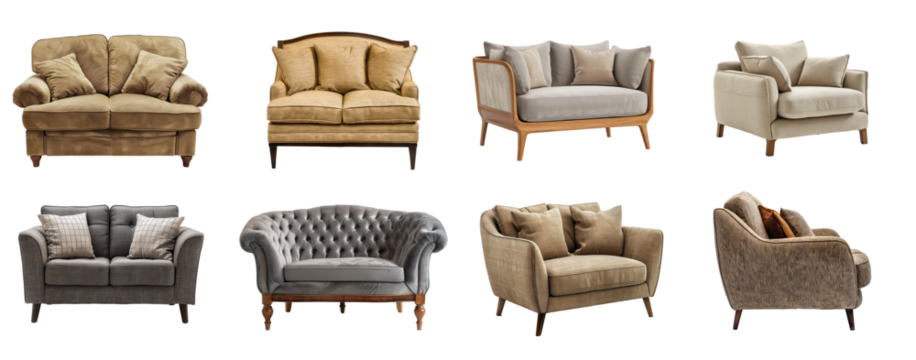 Collection of Loveseat top view full length isolate on white background