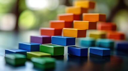 Colorful blocks forming a pyramid shape