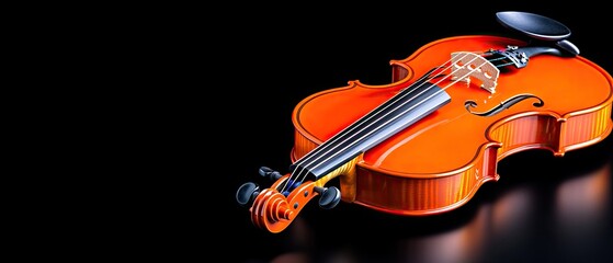 Violin Polished orange violin against a black background