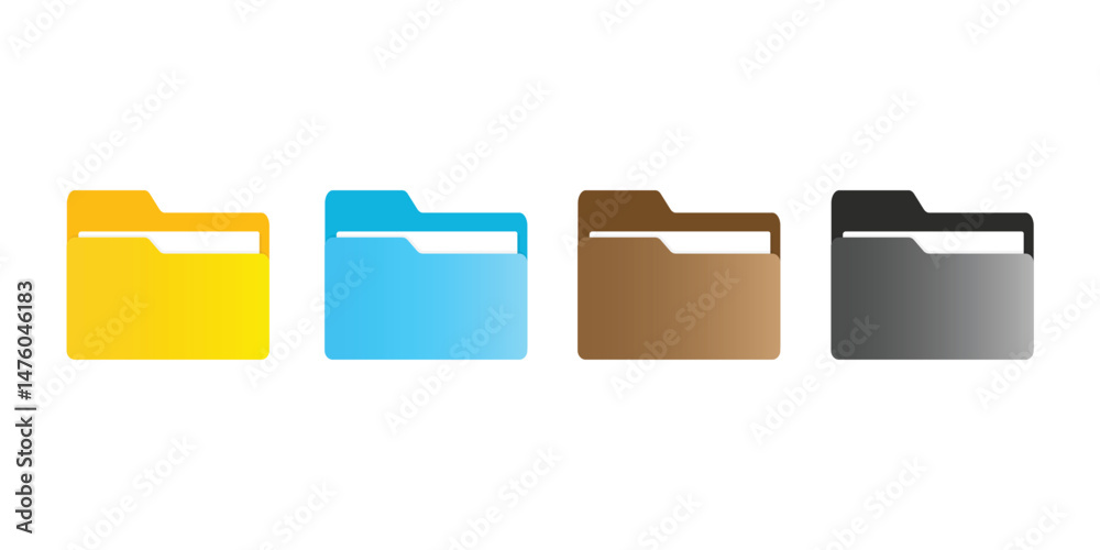 Aufkleber computer file folder icons set. colorful document folders. office folder icons with documents. folde