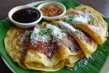 Coconut filled Malaysian pancakes