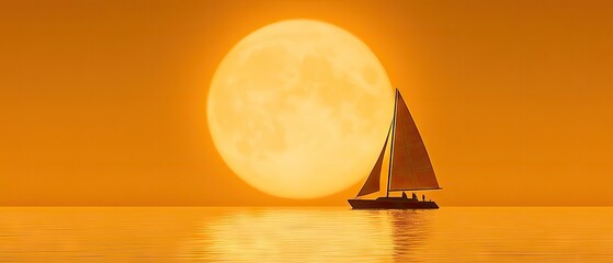 Sailing vessel under a large golden sun
