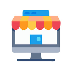 Online store icon on computer monitor for business