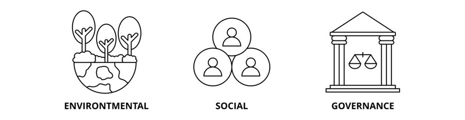 ESG icon set with environtment, social, governance