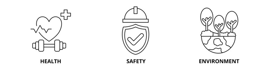 HSE icon set with health, safety, and environment