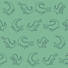 Outline Vector Crocodile Seamless Pattern Background for Print Fabric Surface Fashion Wrapping