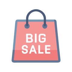 Big sale vector icon of shopping bag illustration isolated