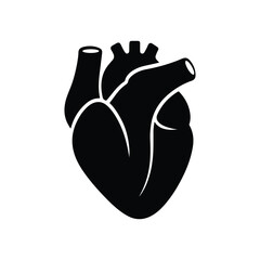 Human Heart Silhouette Vector Icon – Medical Anatomy Symbol Illustration