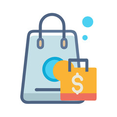 Shopping bag icon illustration with dollar sign representation