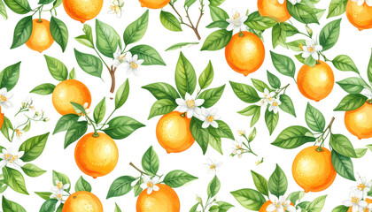 Oranges and fresh fruits on white background
