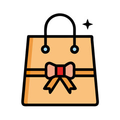 Minimalist shopping bag with bow tie illustration on black