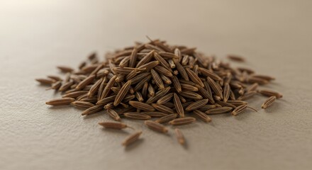Pile of Cumin Seeds on Surface