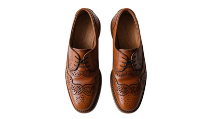 Symmetrical Top View of Traditional Northern Albanian Opinga Leather Shoes Isolated on Clean White Background