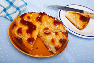 Appetizing apple pie on the dining table