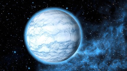 Naklejka premium Frozen celestial body in a cosmic expanse.