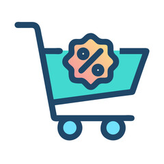 Shopping cart icon with discount tag for sale promotion