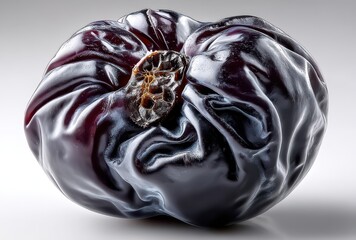 Unique and Unconventional Dark Eggplant with Wrinkled Texture Against a Minimalist Background for Culinary and Food Photography Use
