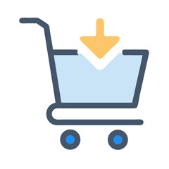 Obraz premium Shopping cart icon with downward arrow, add to cart