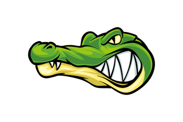 cartoon style crocodile illustration showing its fangs