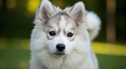 Naklejka premium Fluffy Dog Portrait Outdoors