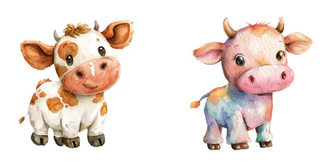 cute cow watercolor vector illustration