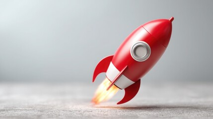 Red rocket with white tail symbolizing trend acceleration zone concept for rapid price expansion in finance