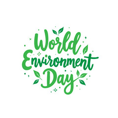 Illustrative world environment day typography with leaf accents symbolic design