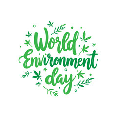 Celebration graphic illustration for world environment day in a circle composition
