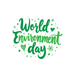 Lush green typography celebrating World Environment Day with organic embellishments