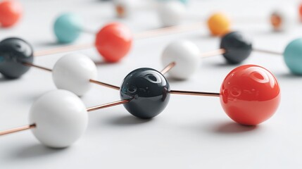 Group of balls and sticks depicting trend structure confirmation and validating market trends in financial analysis