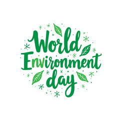 Celebration of World Environmental Day with Green Foliage and Typography