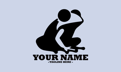 frog simple vector. vector line art frog on a white background and frog logo design