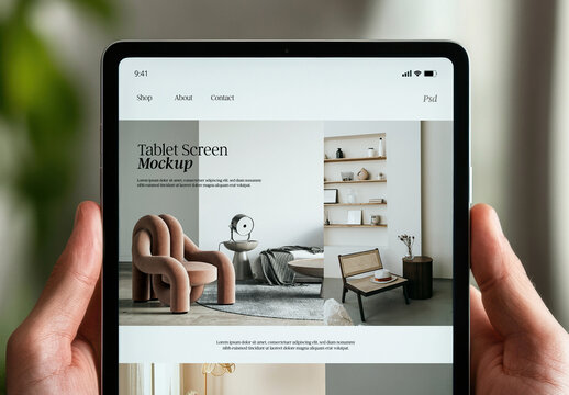 Tablet Mockup Held with Both Hands