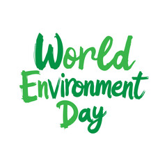 Handwritten World Environment Day message in vibrant green watercolor style