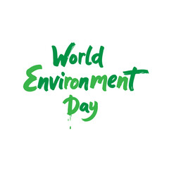 Vibrant green 'World Environment Day' typography evokes ecological consciousness