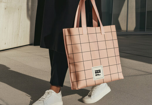 Tote Bag Mockup Held by Woman